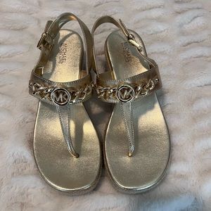 MK Gold Low Wedge Sandal - Size 6